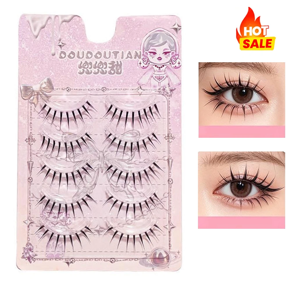 5 Pairs Natural False Eyelashes Japanese Style Clear Band Soft Korean Style Lash Extension Fairy Cosplay Eye Makeup 2026 New