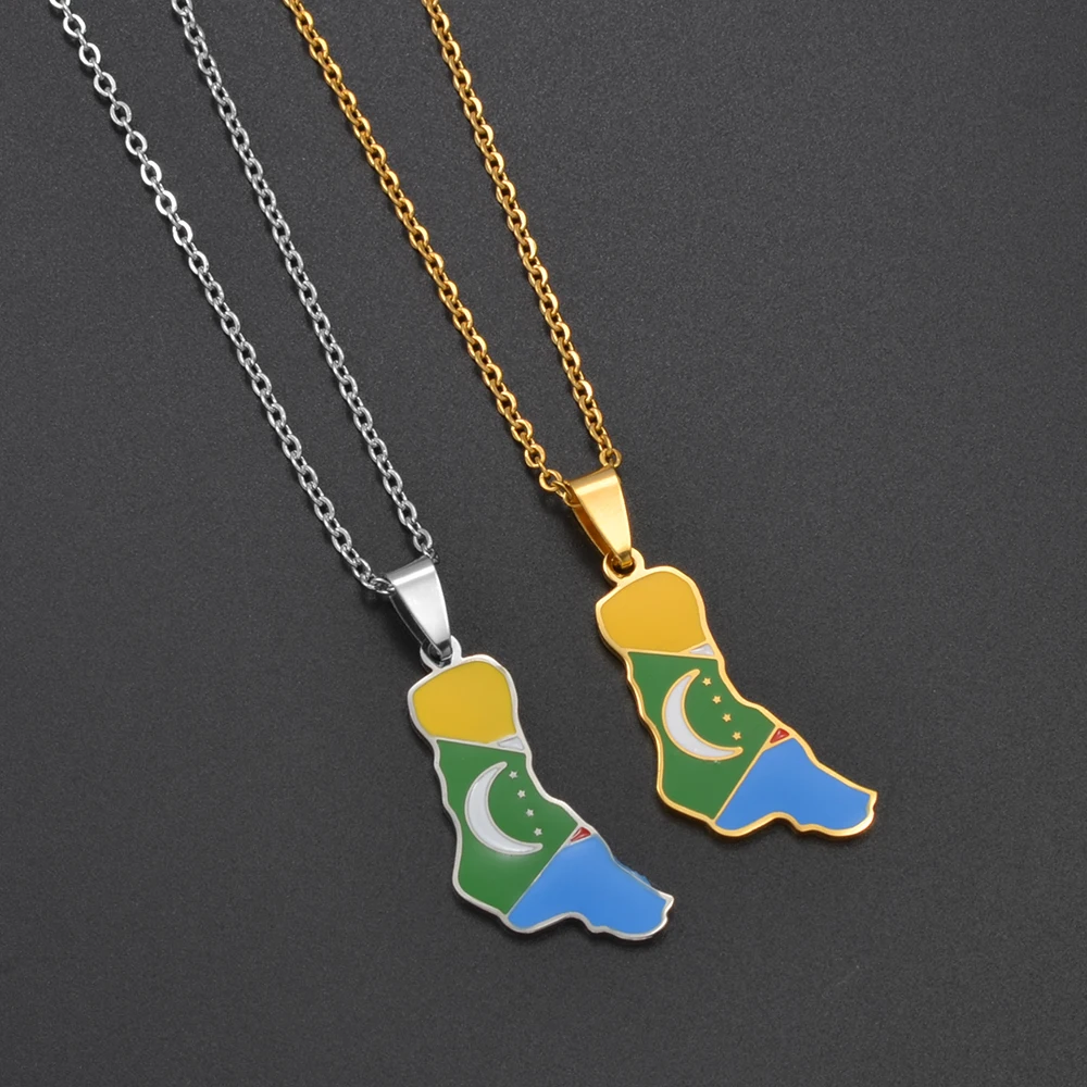 Anniyo Comores Map Necklaces for Women Comoros Jewelry Grand Comore Island @365321