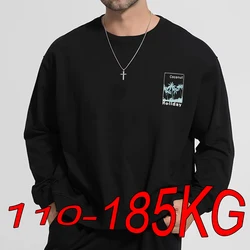 Plus Size 7XL 6XL Men Long-sleeved Sweatshirts Autumn Winter Printed Tshirts Hoodies Large Size Black Grey Men Clothing