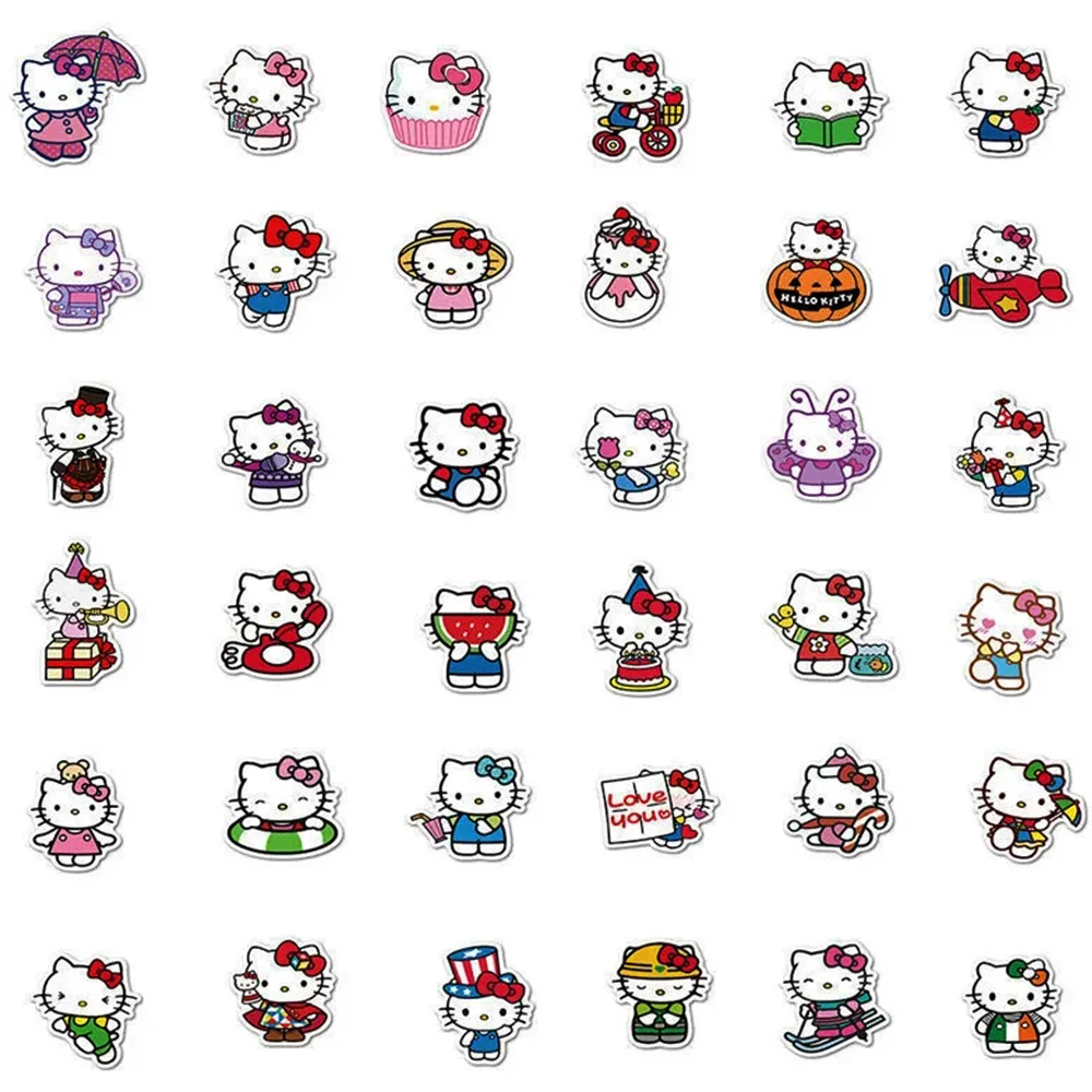 10/30/50/100pcs Hello Kitty Sticker Kawaii Girls DIY Guitar Skateboard Laptop Waterproof Anime Cute Decals Sticker for Kids Toys