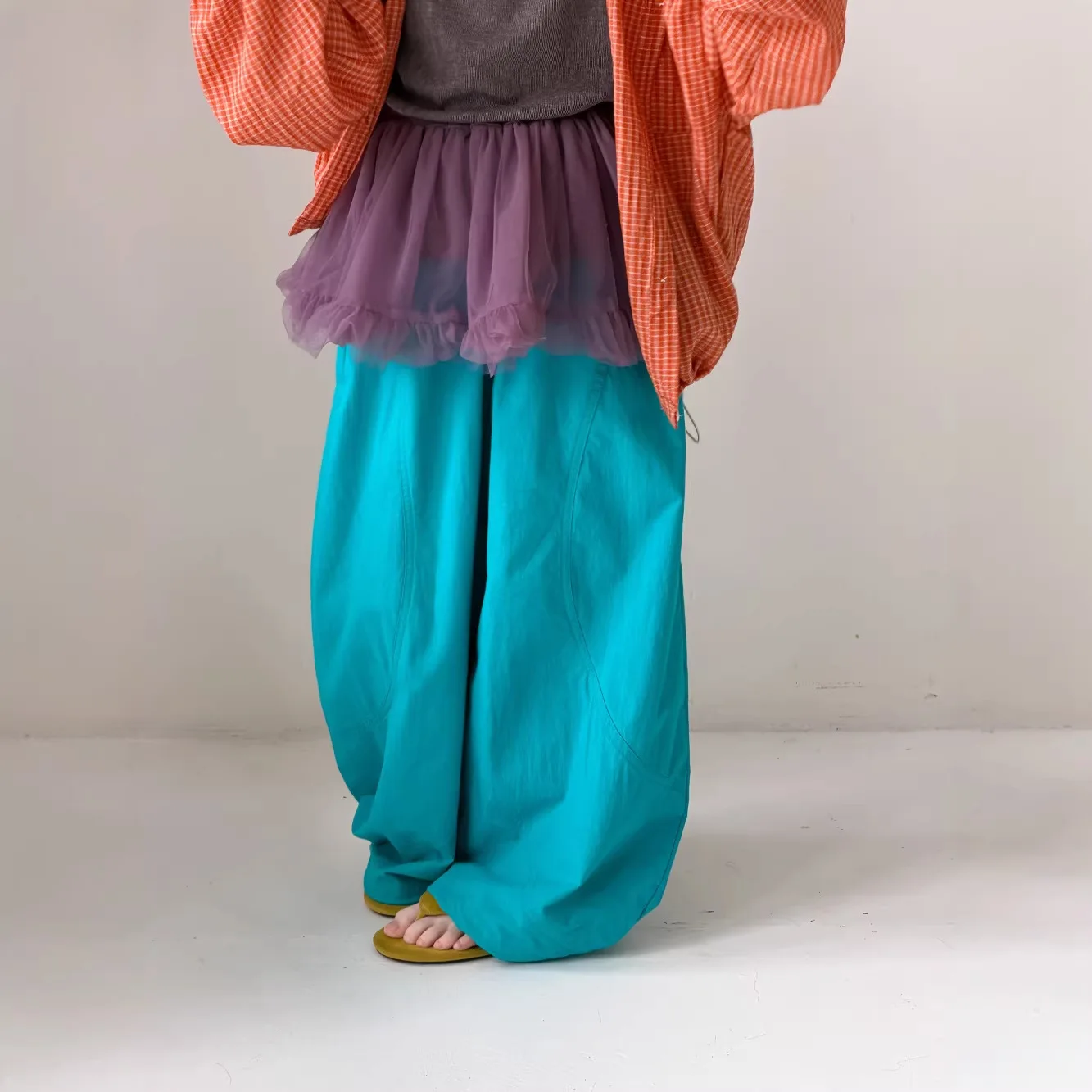 2026 Summer Kids Curved Wide Leg Pants Unisex Boys Girls Loose Casual Draped Soft Trousers Lightweight Daily Wear Long Pants
