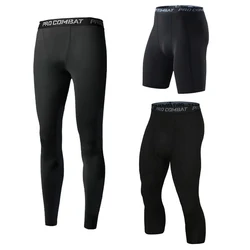 Men Compression Tight Leggings Running Sports Male Workout Bottoms Trousers Jogging Dry Yoga Pants Quick Fitness Training Shorts