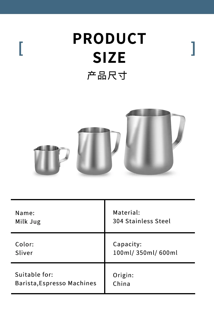 Milchaufschäumer Krug Edelstahl Behälter 100ML 350ML 600ML Aufschäumen Krug Kaffeetassen Latte Barista Espresso Maker Zubehör – Detail 9