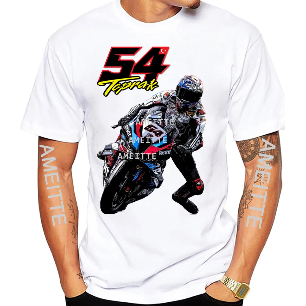 Toprak Razgatlıoğlu 54 GP Racing Riding T-Shirt New Men Short Sleeve Boy Adventure Sport Casual White Tops Motorcycle Rider Tees