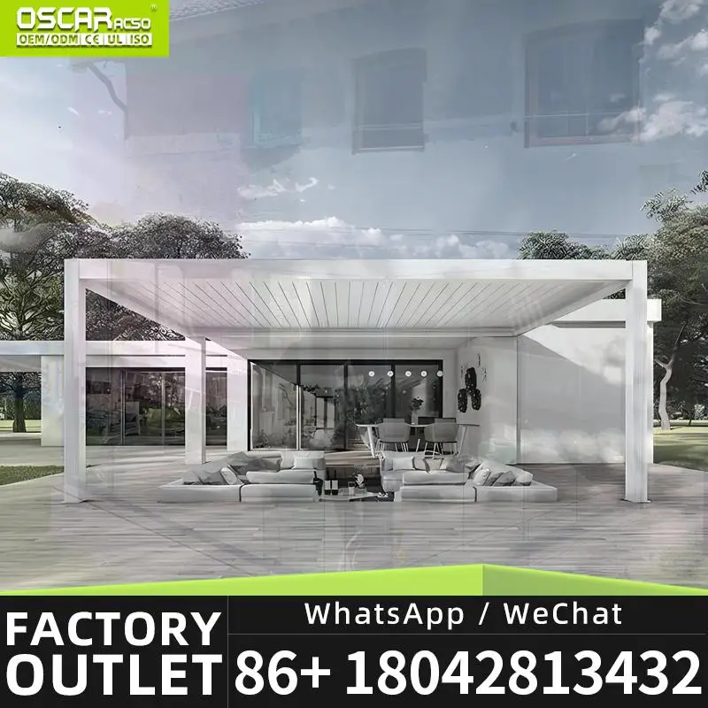 3x3 3x4 3x5 3x6 4x4 4x6 4x8m Persiana de aluminio motorizada manual Pérgola de jardín moderna para patio trasero Piscina