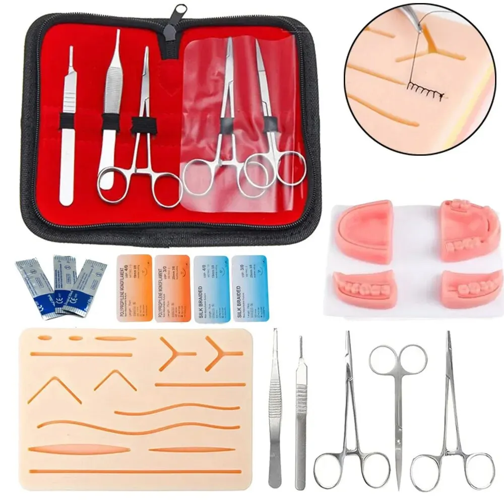 Medical Students Suture Practice Kit Surgical Training with Skin Pad Model Tool Set Educational Teaching Equipment Practice Set