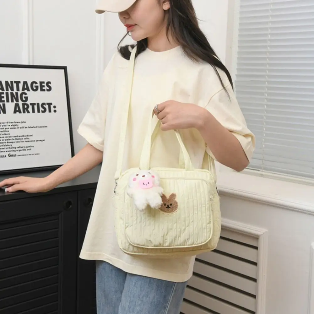 Nylon Mommy Bag Casual With pendant Large Capacity Duffle Pack Embroidered Bear Reusable Shoulder Bag Mommy