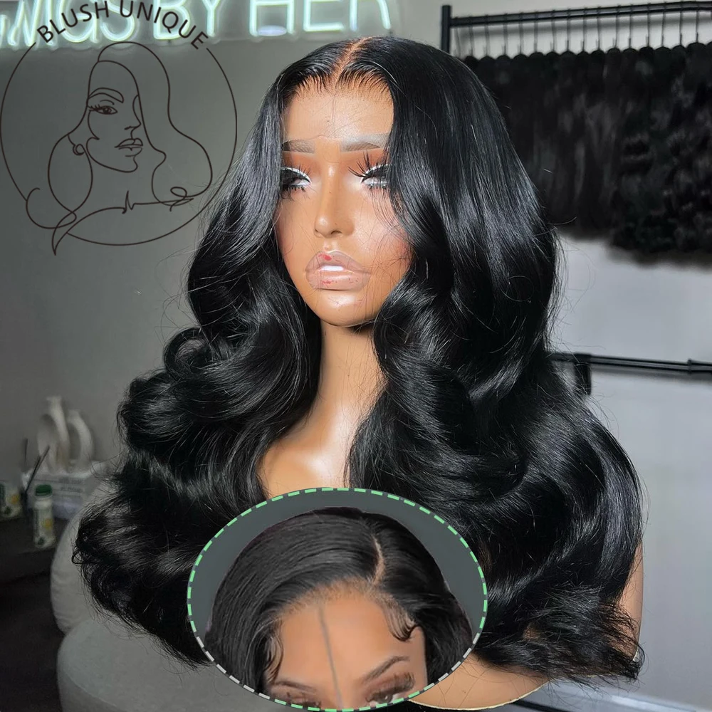 Body Wave Wear and Go Glueless Wigs Synthetic 4X4 Lace Closure Wigs Pre Cut Pre Plucked Body Wave Lace Front Wigs For Women