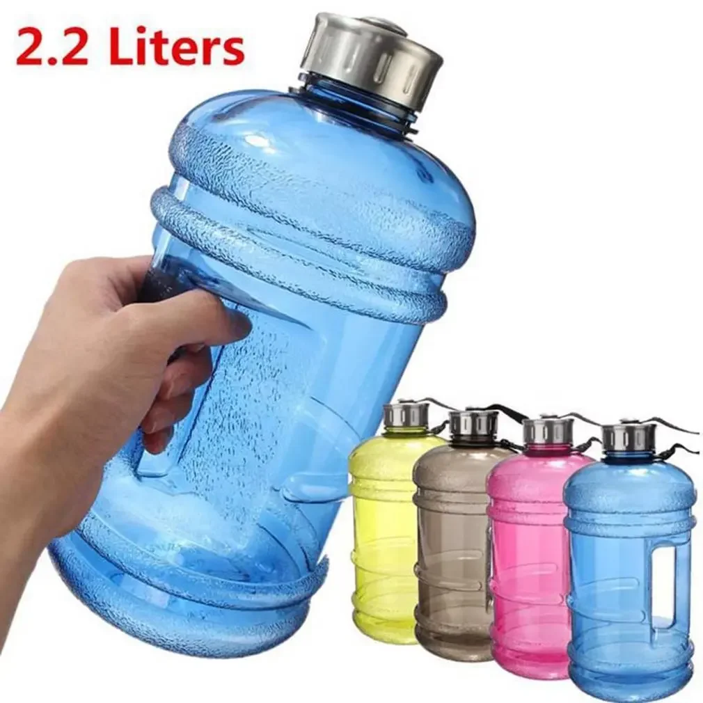 

2.2L Large Capacity Multifunctiona Dumbbell Shape Water Bottle Portable Sport Gym Fitness Push Cap Water Kettle Outdoor Bottle