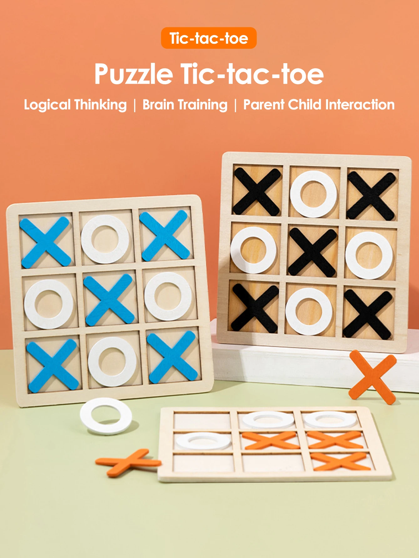 Montessori Chess Play Wooden Jigsaw Toy Game Interaction Puzzles Training Brain Learing Early Educational Toys For Children Kids