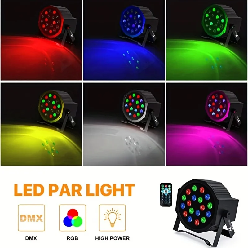 

18 LED Stage Lights Par Light Remote DMX Controlled Sound Activated Uplights for Birthday Christmas Music Show Party DJ Lighting