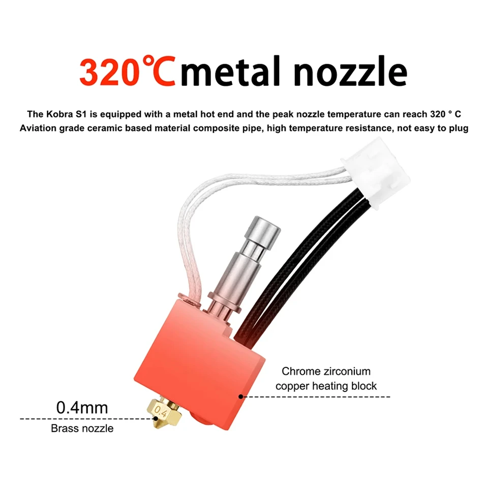Für Anycubic Kobra S1 S1C Hotend-Kit Kobra S1 Combo Heizblock Messing Gehärteter Stahl Düse 0,2/0,4/0,6/0,8mm 3D-Drucker-Teile – Detail 7