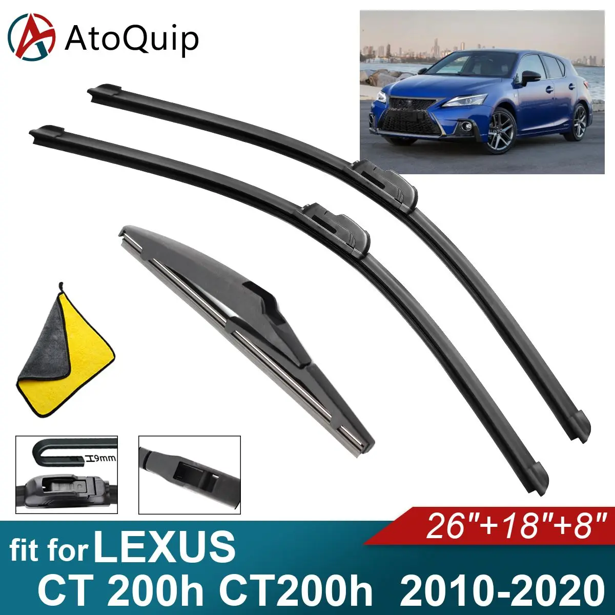 

Car Windshield Wiper Blades Fit For LEXUS CT 200h CT200h Rear Wiper Blades Soft Rubber Auto Front Windscreen