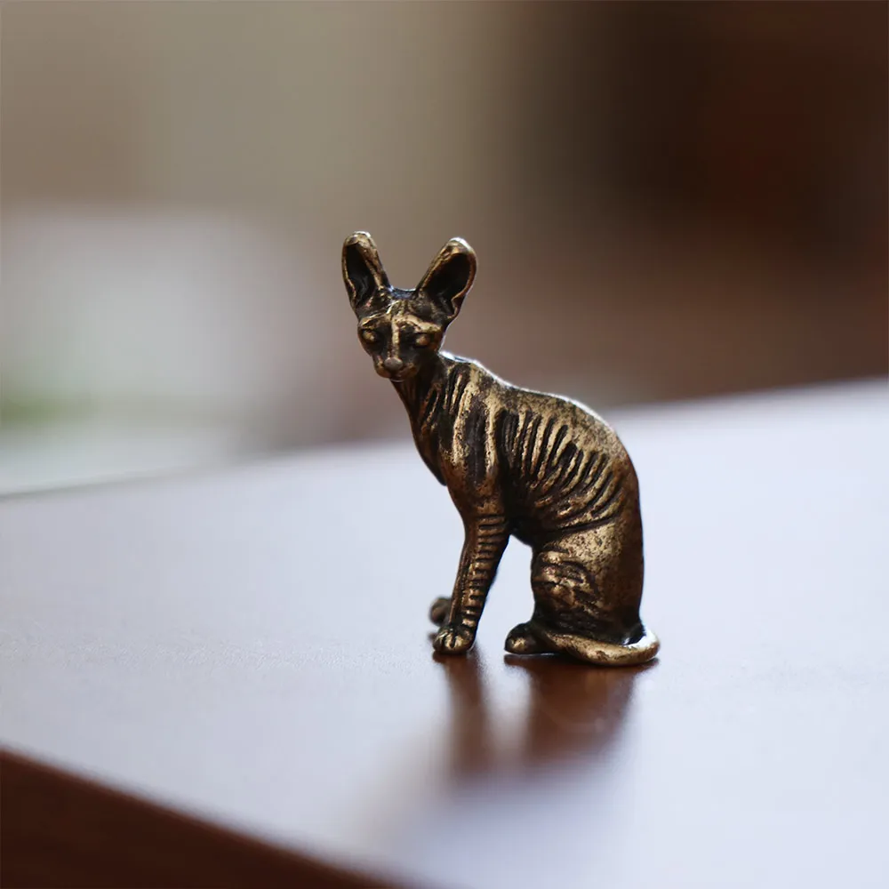 Brass Cat Decorative Figurines Small Couple Cat Casual Decoration Crafts Creative Distressed Bronze Desktop Bronze Sculpture
