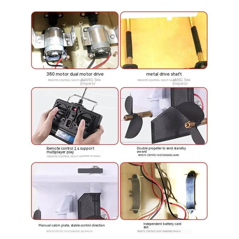 Henglong เรือบังคับระยะไกล2.4กรัม, เรือยอชท์จำลองความเร็วสูงน้ำไฟฟ้าของเด็กตกปลาและเรือทำรังเรือของเล่น