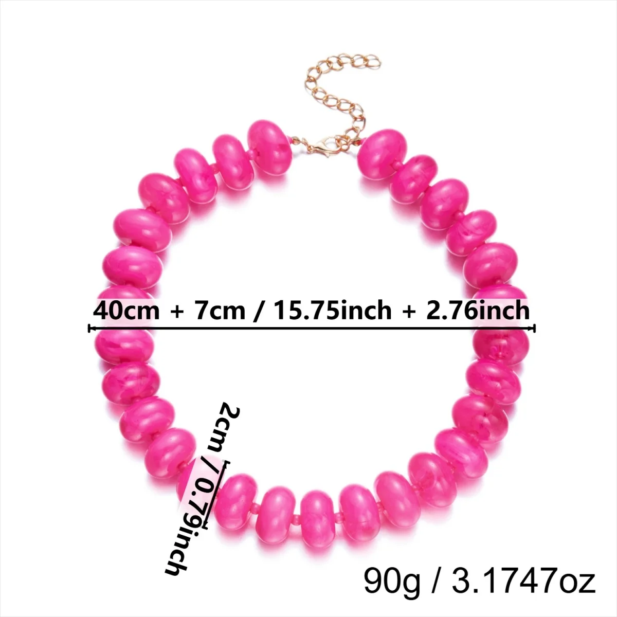 Dopamine Bunte flache, runde Acryl-Perlenkette für Damen und Herren, trendige, einfache geometrische Harzperlen, stapelbarer Choker-Schmuck – Detail 35