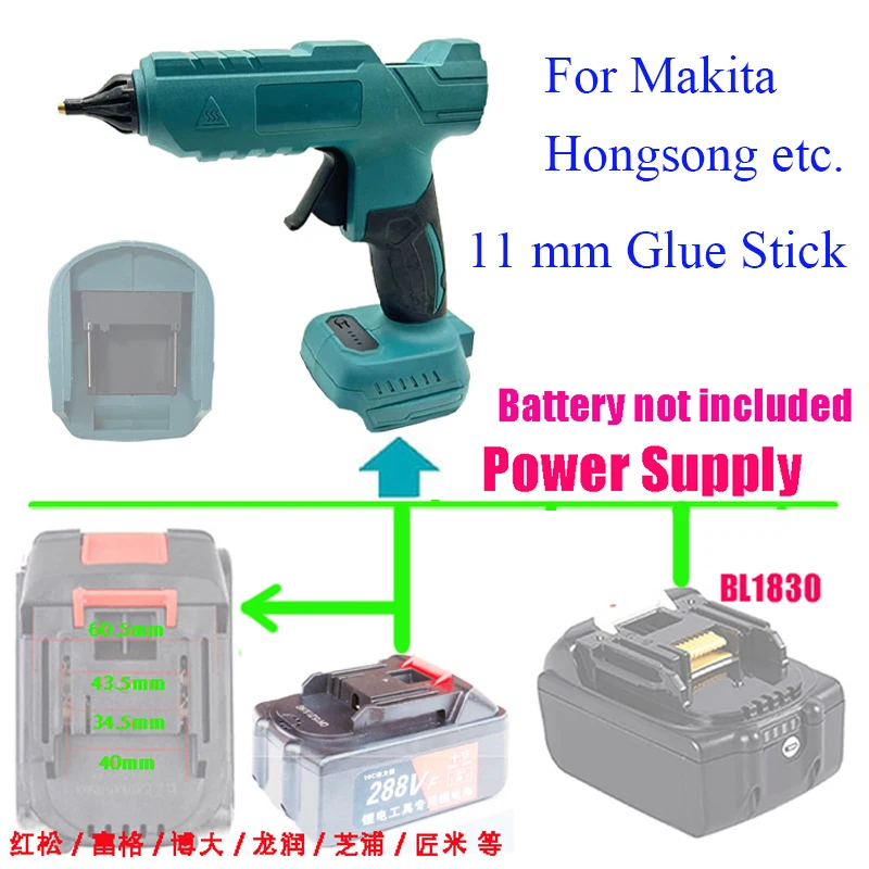 Portable Cordless Hot Melt Glue Gun Home DIY Manual Glue Gun For Makita 18V Lomvum Zhipu Hongsong Li-ion Battery Electric Tools