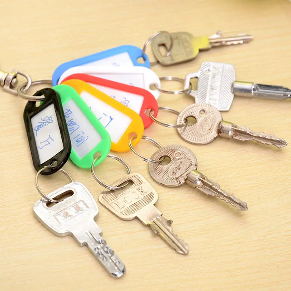 Colorful Key ID Labels, Name Tags, Split Ring, Car Door Keyring, Keychain Random Color, New, 100Pcs