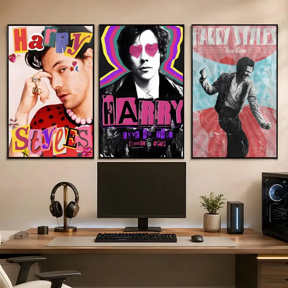 Singer H-Harry S-Styles Poster Current Style Home Wall Art Sleek Living Room Accents