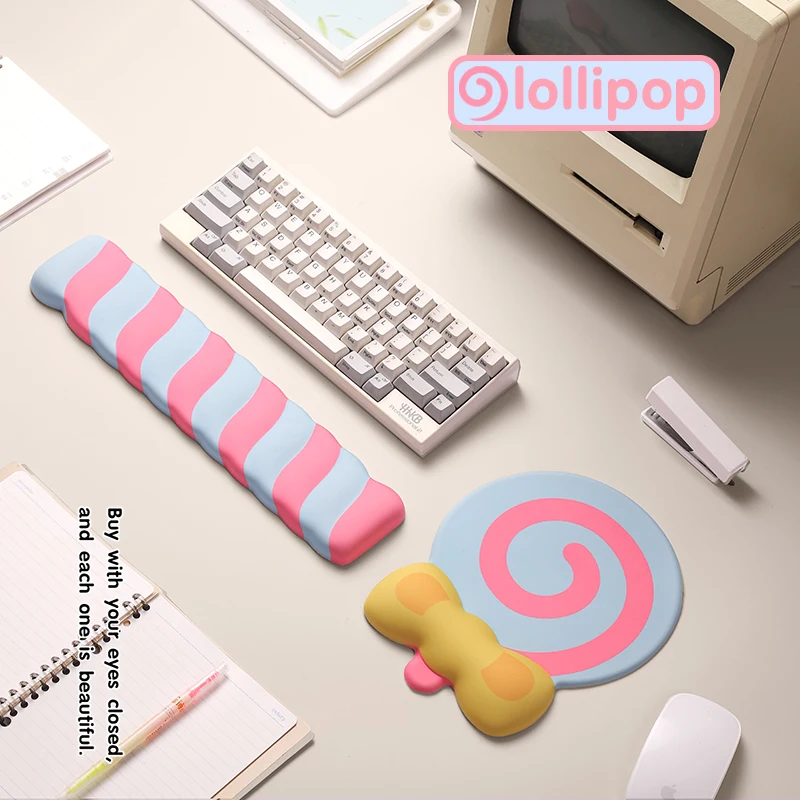 Lollipop Silicone Wrist Mouse Pad Memory Foam Keyboard Hand Rest Office Mouse Pad Cute Girls