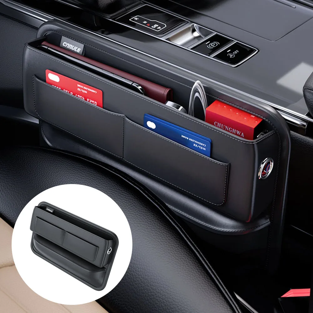 Center Console Armrest Hidden Box Universal Interior Accessories PVC PU Leather Car Stowing Tidying Car Seat Crevice Storage Bag