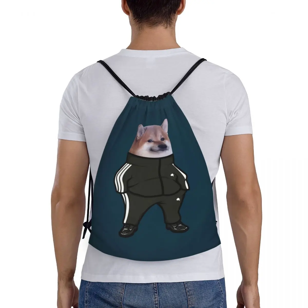 Benutzer definierte Cheems Doge Shiba Inu Meme Kordel zug Taschen Männer Frauen leichte Sport Gym Aufbewahrung rucksack