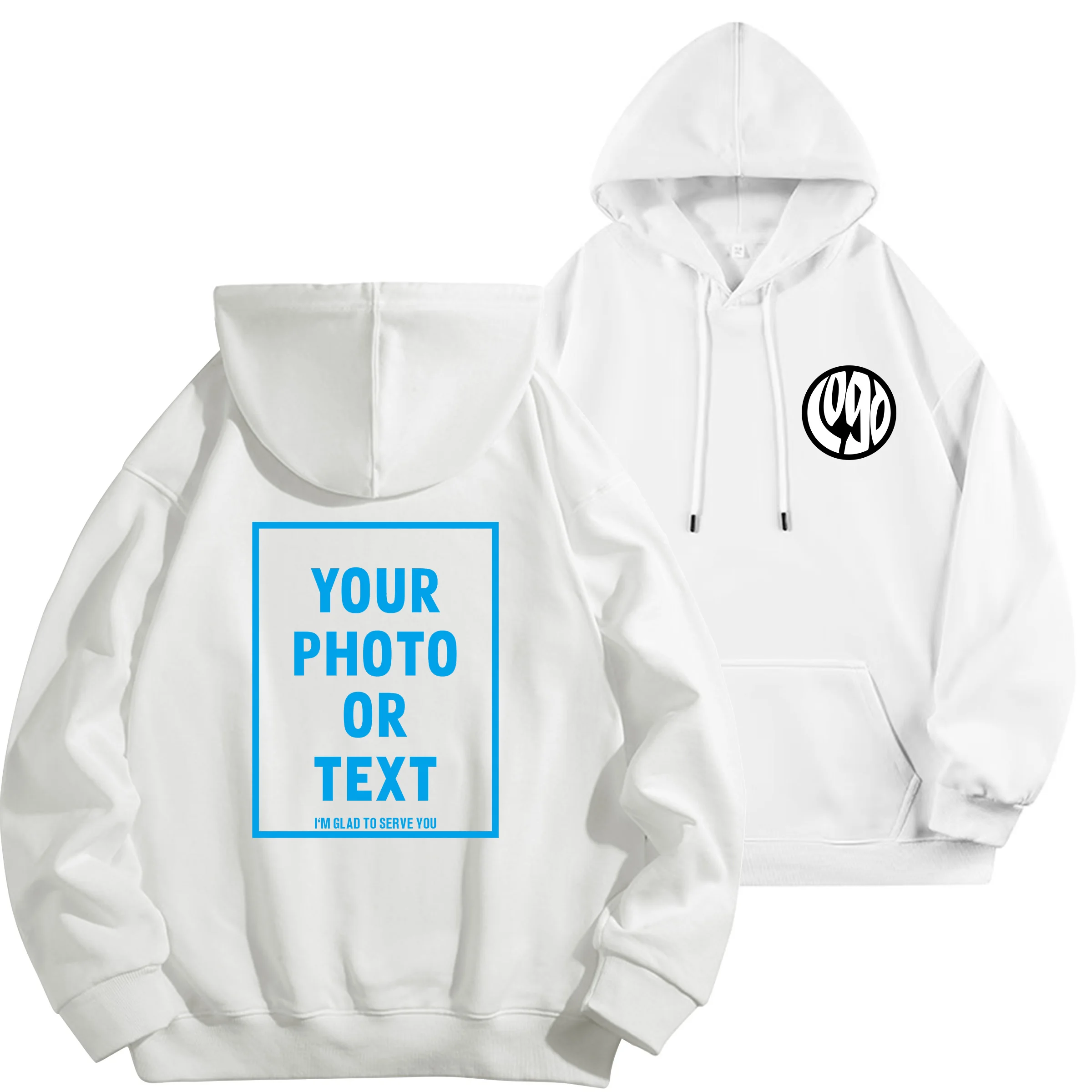 

DIY customization of your brand logo 320GSM heavyweight new autumn and winter casual pure cotton quality men's top solid color h