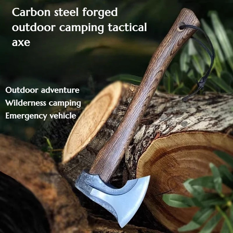 38CM Carbon Steel Forged Outdoor Camping Firewood Chopping Tactical Axe Household Chopping Tool Fire-fighting Hand Tool