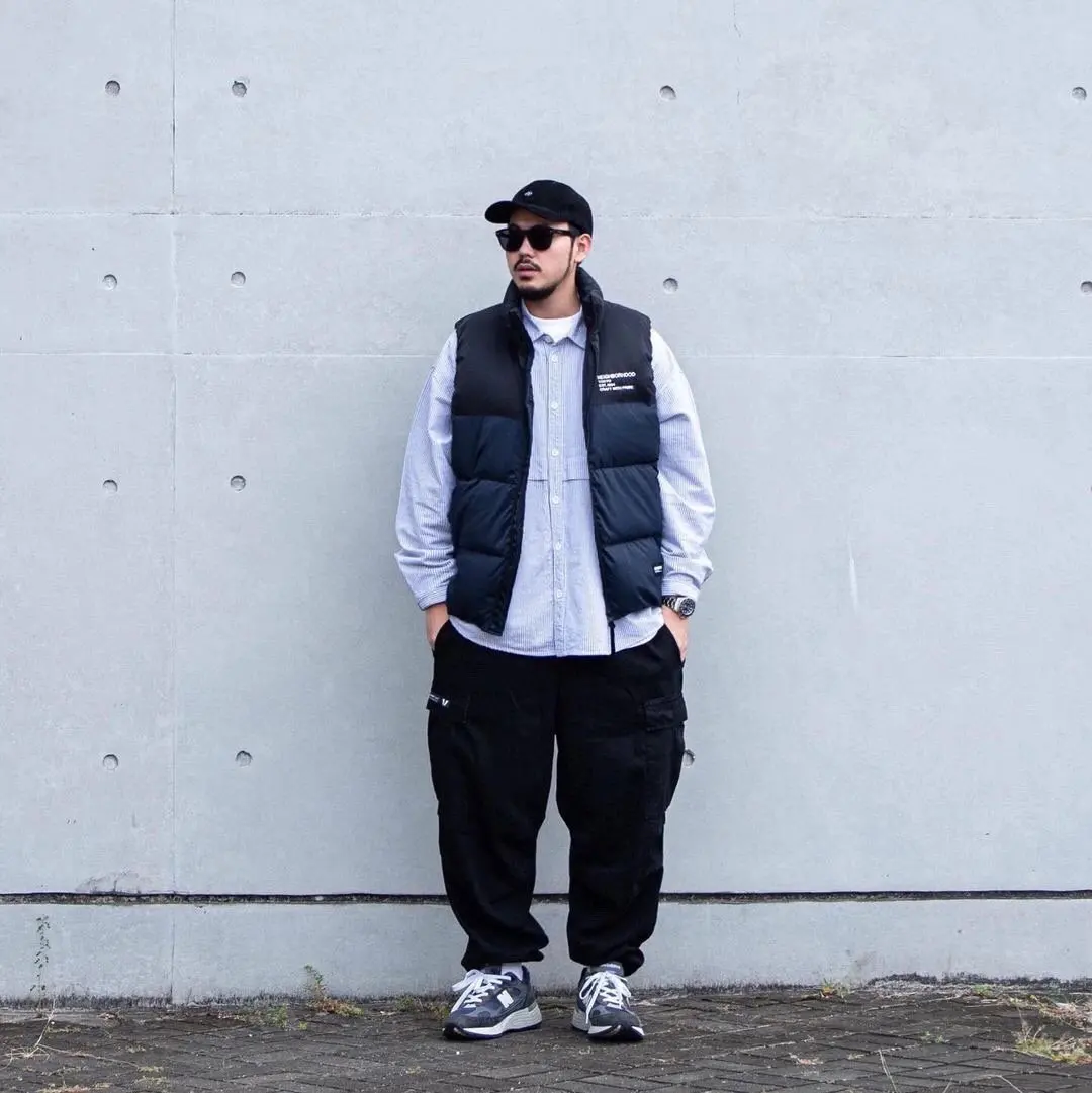 NBHD Classic down Vest Middly Thick Patchwork Color down Vest Youthful Vitality Style Nylon Fabric Drawstring Hem Zipper Closure