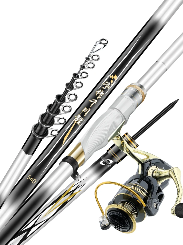 

3#5# Ultralight SuperHard Rock Fishing Pole 3.6m4.5m5.4m6.3m7.2m Carbon Fiber Telescopic Sea Drifting Spinning Fishing Rod