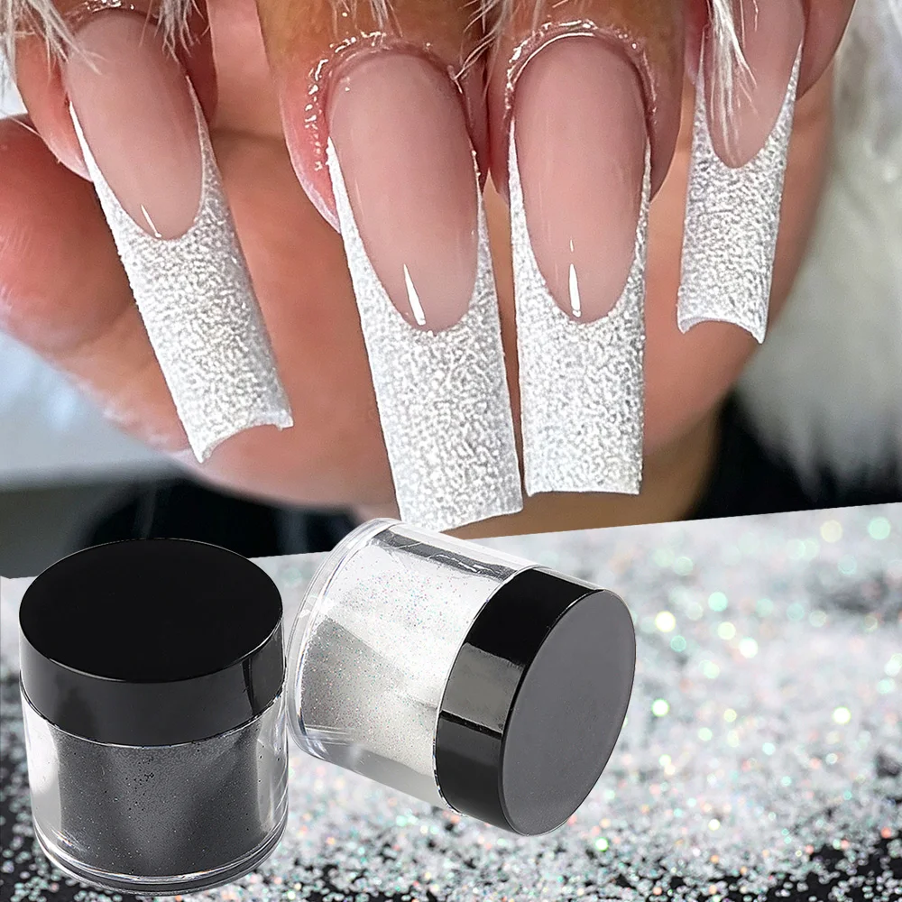 Super Shiny White Black Sugar Powder And Sparkling Nail Decoration Set, Creating Unique And Dazzling Nail Designs, Odorless