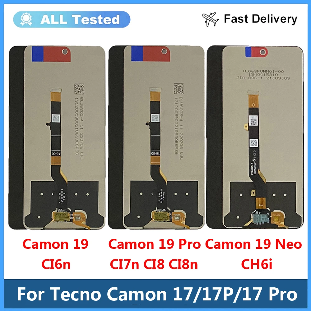 

For Tecno Camon 19 Pro CI7n CI8 CI8n LCD Display Touch Screen Assembly Digitizer Repair LCD Camon19 CI6n Camon 19 Neo CH6i lcd