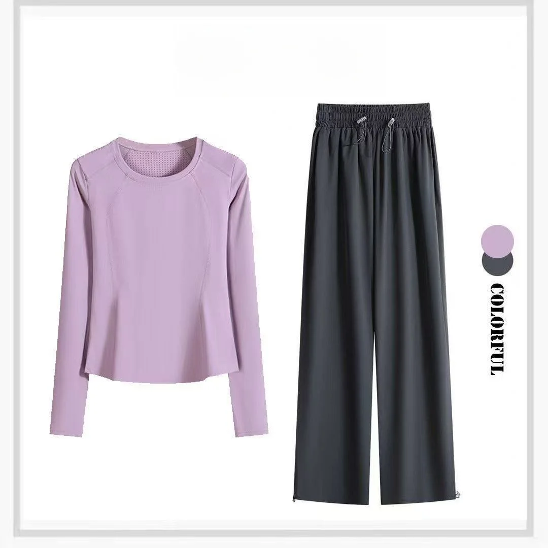 

Women's Qui Dry Long Sve Fitn Clothes Spring 2026 Loose Slimming Outdoor Running Baskeall Sports Set Casual Sportswear