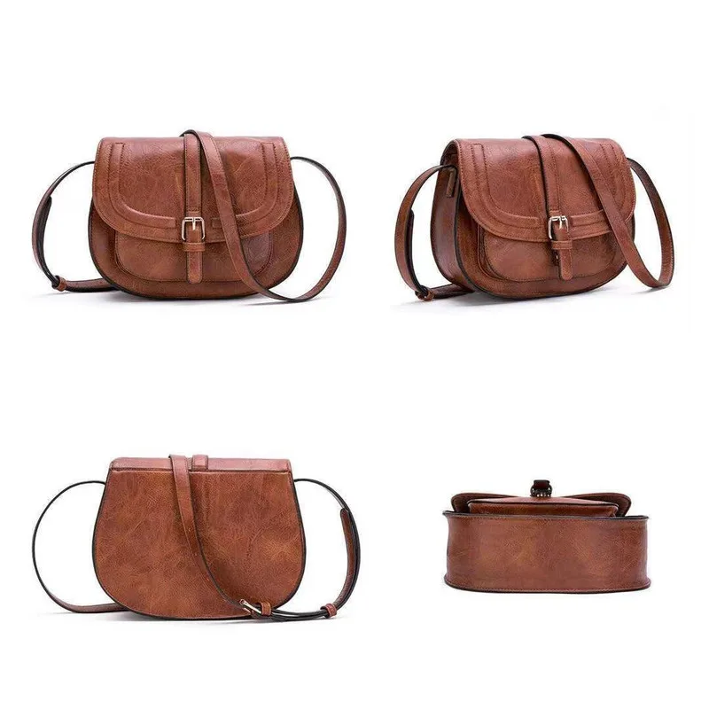 New hot selling retro saddle bag for single shoulder crossbody bag, European and American semi-circular bag for women