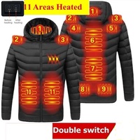 11 heating Jacket Winter Warm USB Heating Vest Smart Thermostat Hooded Heated Clothing Waterproof Warm Padded Jacket 6XL