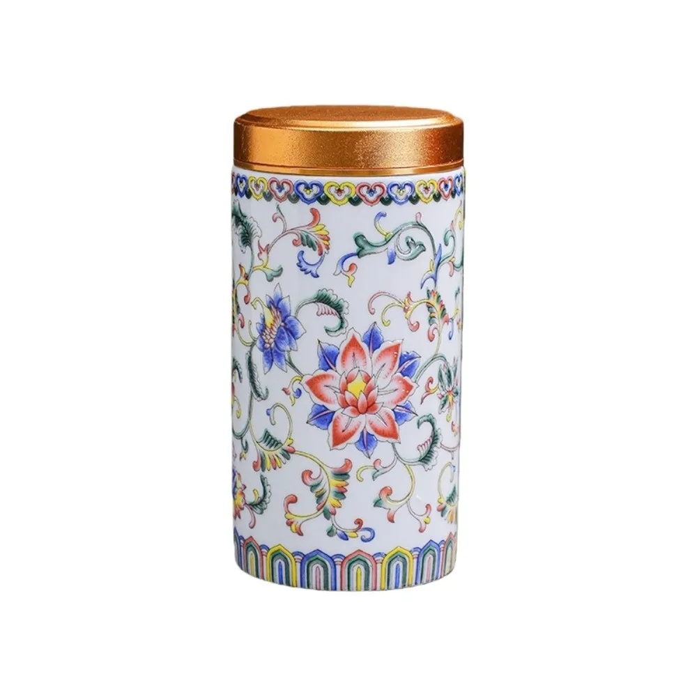 Storage Can Ceramic Empty Tea Tin Can Mini Portable Tea Canister Chinese Style Versatile Tea Packaging Box Green Black Tea