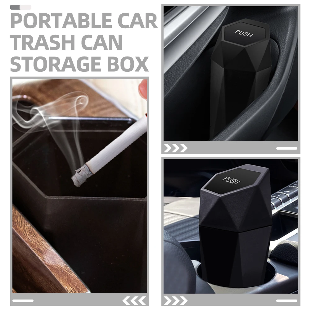 

Car Trash Can Bin Trashcans Outdoor Garbage Interior Abs Waste with Lid Automotive