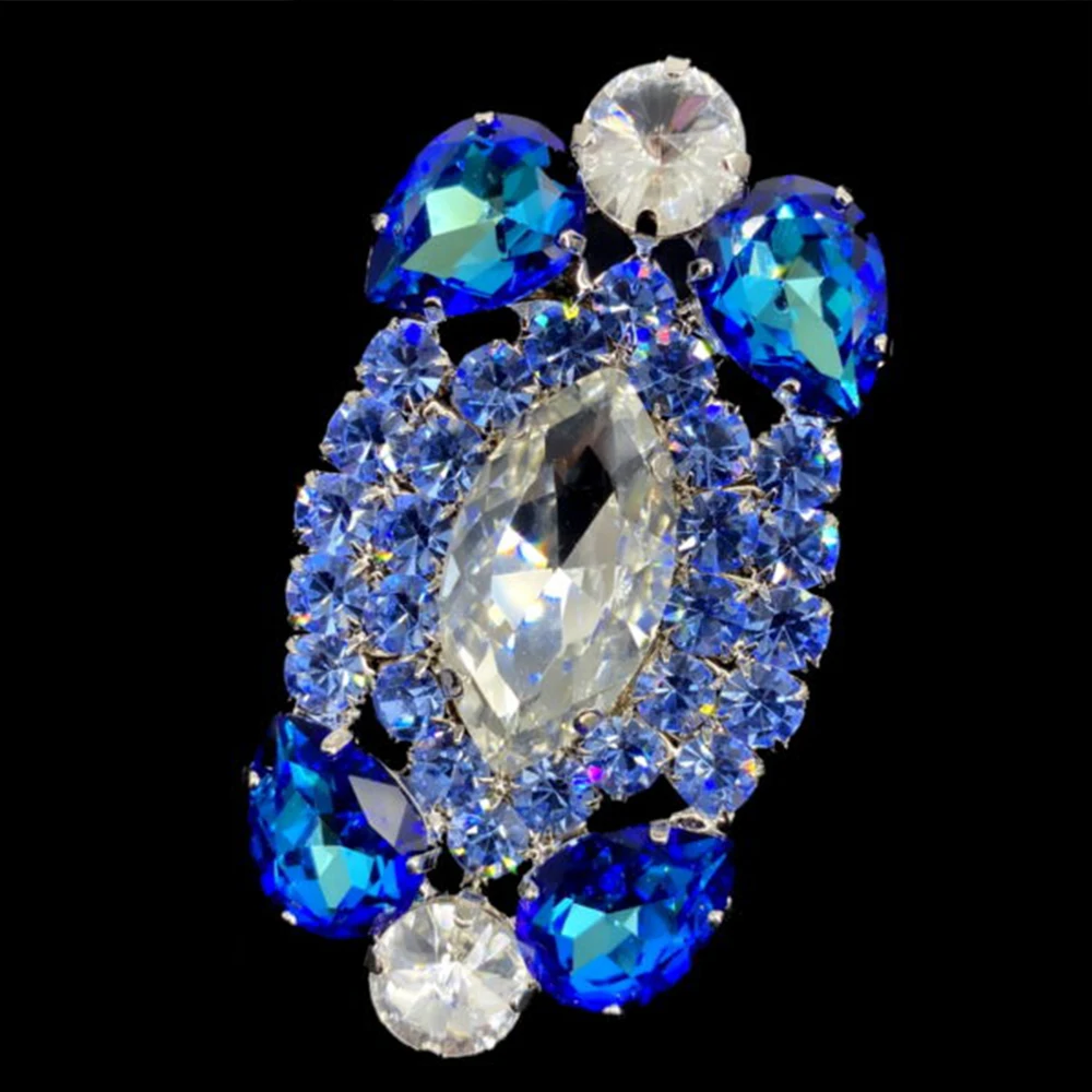 Stonefans Full Blue Crystal Women Big Rings Morocco Banquet Wedding Ring Accessories Christmas Ring Statement Jewelry Gift 2223