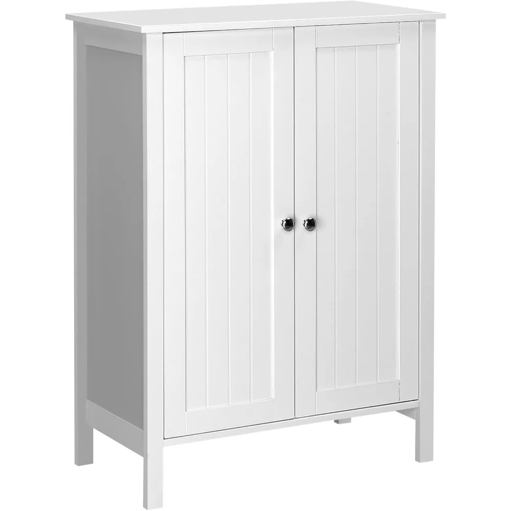 

Bathroom Cabinet Free Standing Floor Storage with Double Door Adjustable Shelf Space Saver Decorative Modern Bathroom