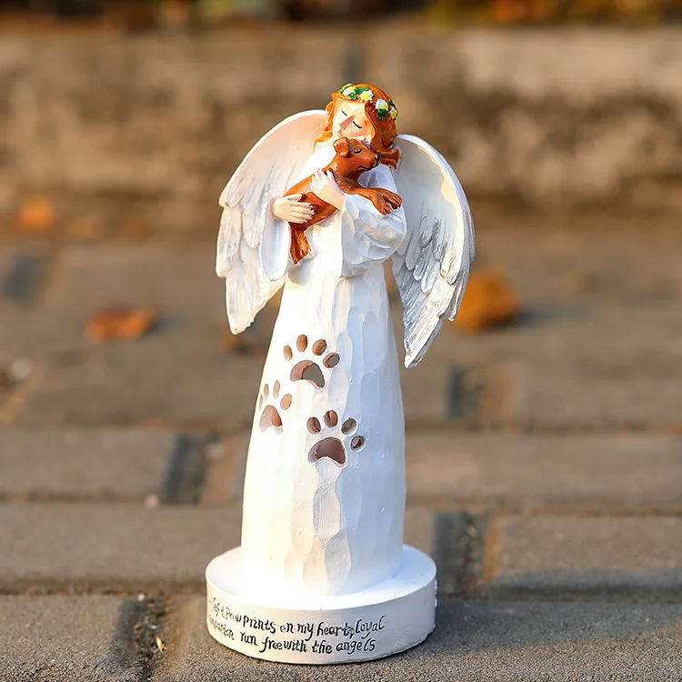 Little Angel Holding Dog Decoration Flower Fairy Decoration Courtyard Decoration Outdoor Garden Rural Horticultural Decoration