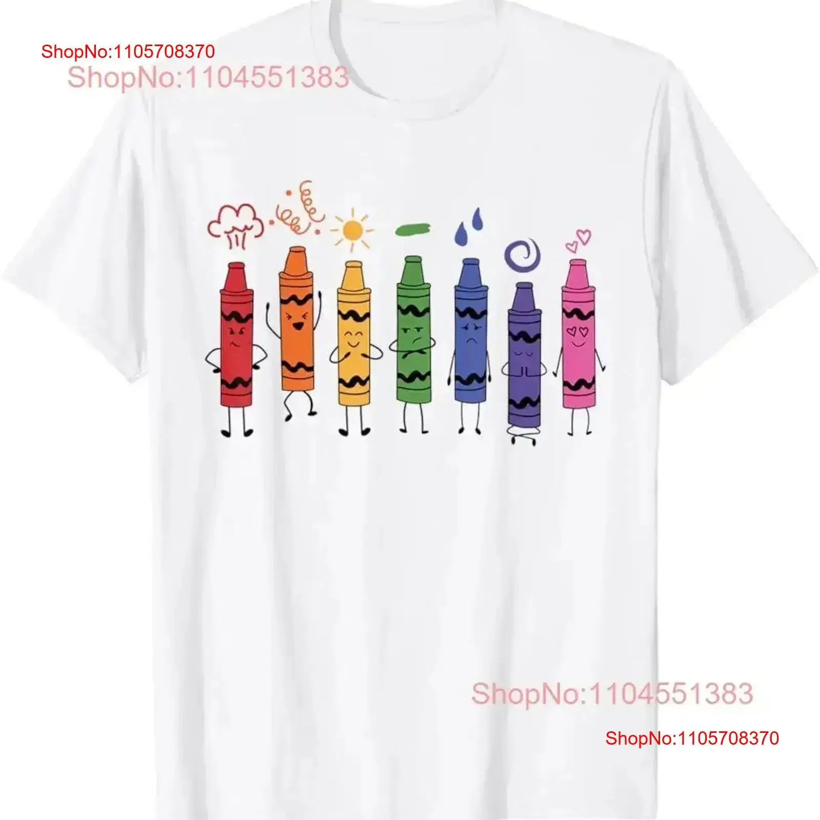 Womens Fashionable Crayon Mood Color Crayons Teacher Life T Shirt vintage Washed Slightly Casual streetwear Versatile