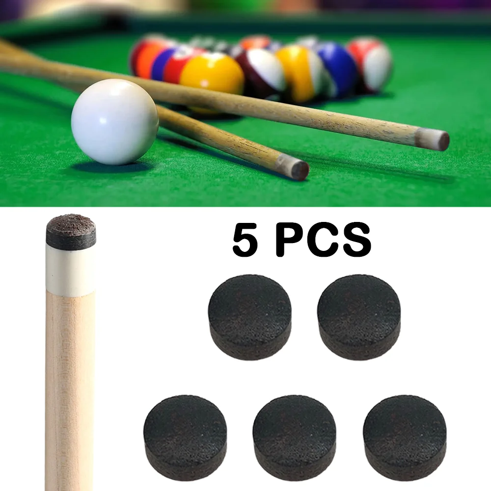 

5Pcs 13MM Black Billiard Cue Tips Pool Hall Only Snooker Billiard Accessories High-elastic Cattlehide Pool Cues Tips