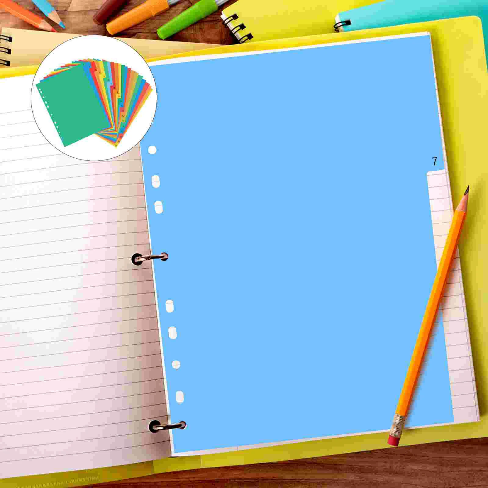 20 Pages Blank Colored Plastic Classification Tabs Sticky Tabbed Insert Indexes Binder