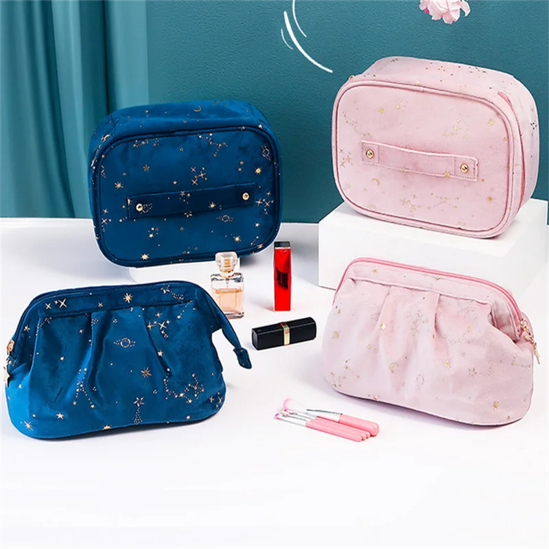 

2023 New Fashionable Hot Stamping Starry Sky Toiletry Bag Women Large-capacity Makeup Bag Cosmetic Organizer Shell Bag