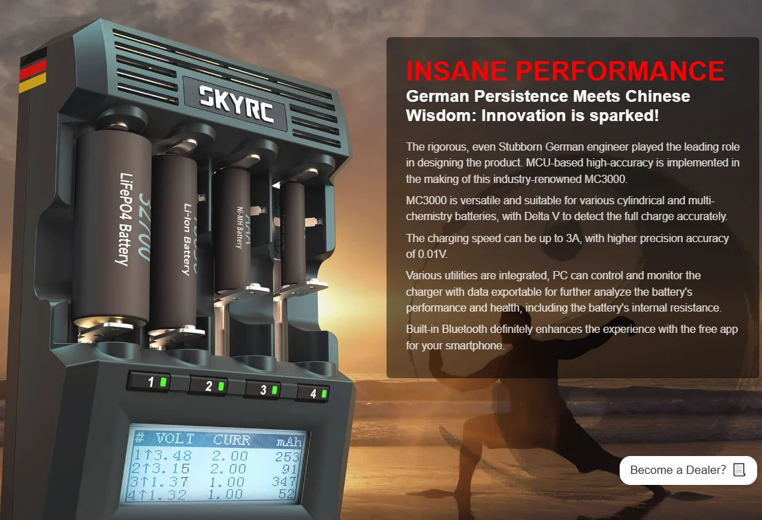SKYRC MC3000 Multifunctional Battery Charger for Ni-H Ni-Cd LiFePO4 Cylindrical Batteries with APP Control