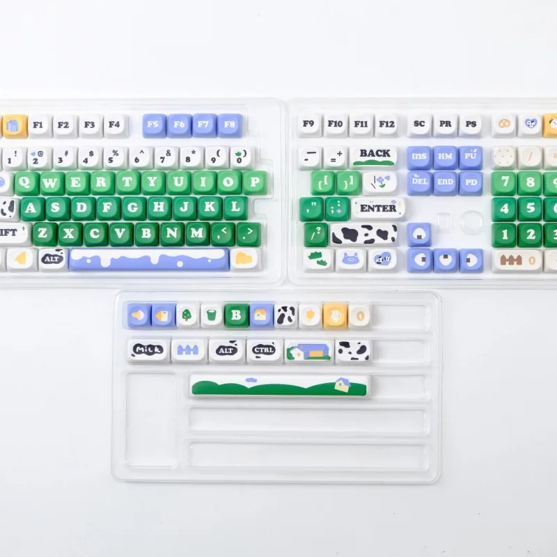 الأبيض الألبان البقرة المزرعات موضوع Keycap الحرارية التسامي MOA الملف الشخصي أغطية المفاتيح لملحقات لوحة المفاتيح الميكانيكية قبعات المفاتيح المخصصة