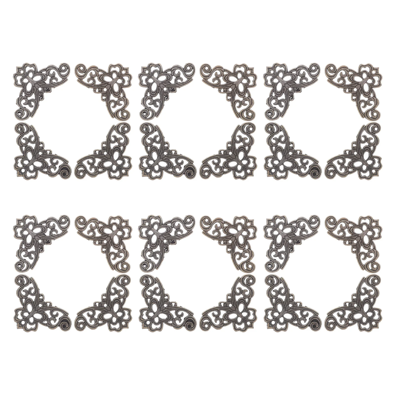 

24Pcs Vintage Metal Corner Brackets Bronze Finish Decorative Corner Guards for Furniture Boxes Chests Dresser Edges Wood Trunks