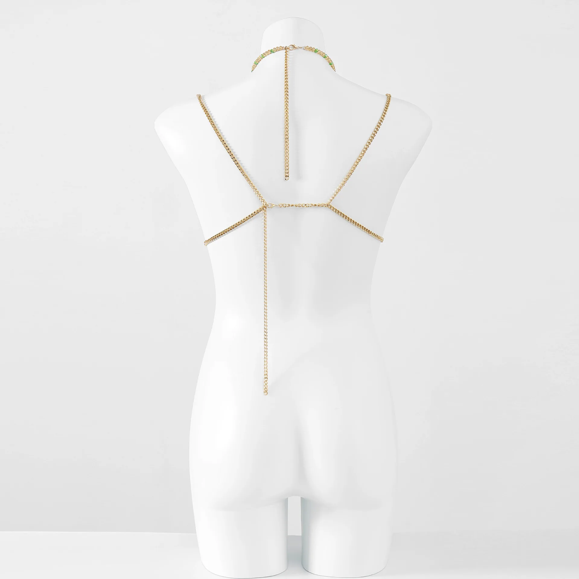 Fashionable Casual Gemstone Bra Handmade Bead Body Chain Spicy Girl Bra Backless Hanging Neck Size Adjustable Bead Strapless