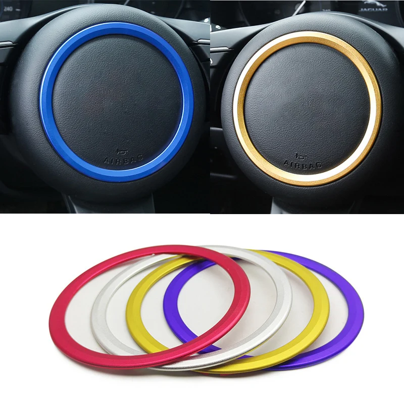 Car Styling Steering Wheel Center Logo Covers Ring Frame Decal Sticker Trim For Jaguar F-Pace X761 XE X760 XF X260 E-PACE F-TYPE