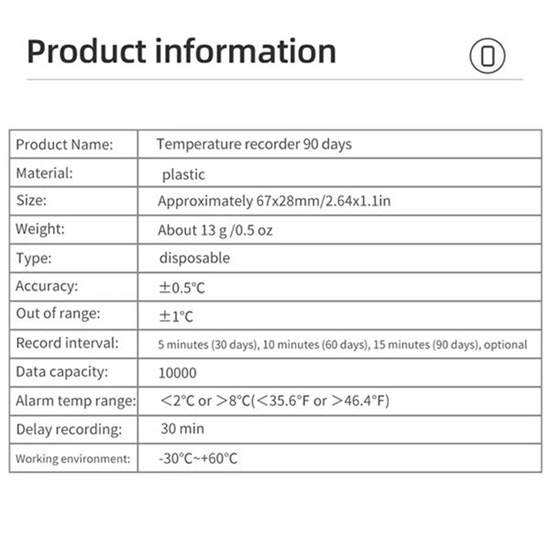 DT19 TempU05 USB Temperature Data Logger 5Pcs 90 Days Disposable PDF Report Recorder for Cold-Chain Transportation